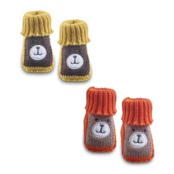 Newborn Crochet Woollen Booties Teddy - Orange, Yellow