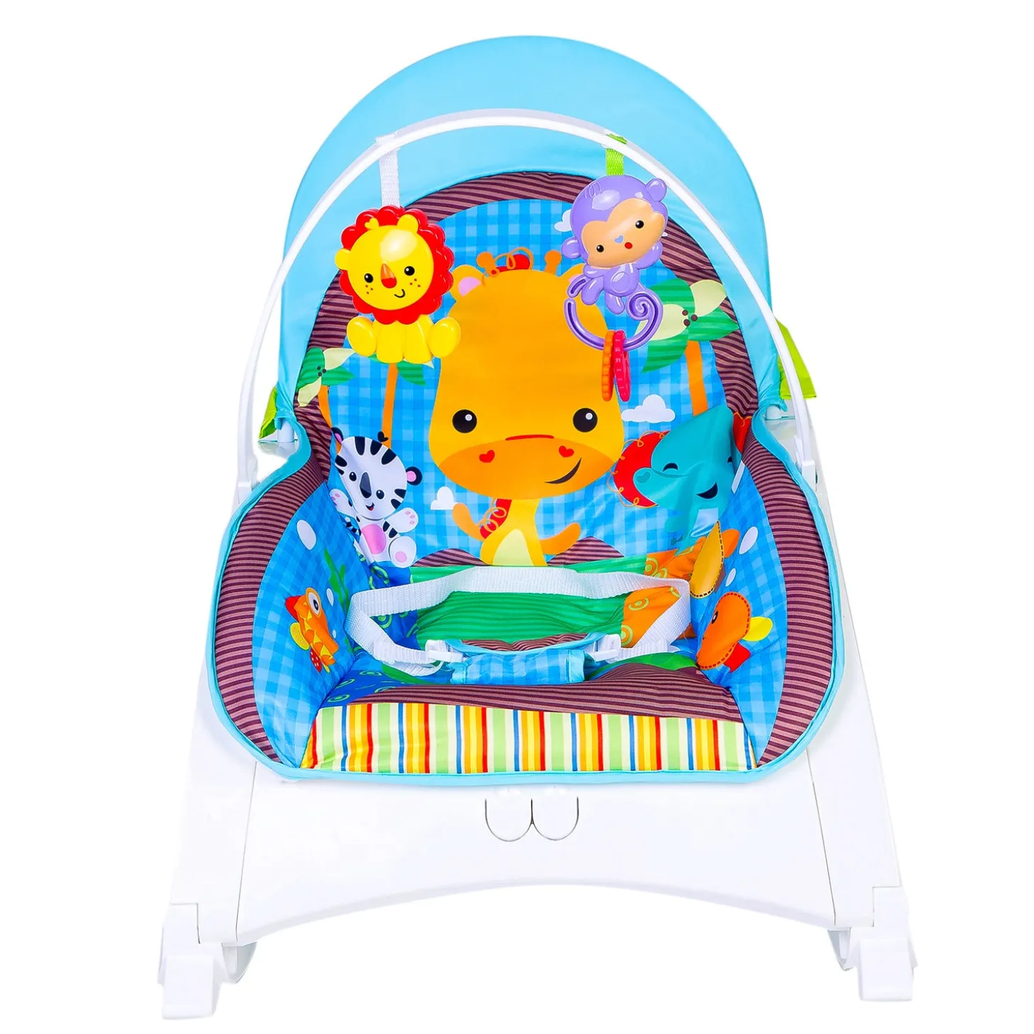 Newborn To Toddler Happy Baby Bouncer With Hanging Toys Blue