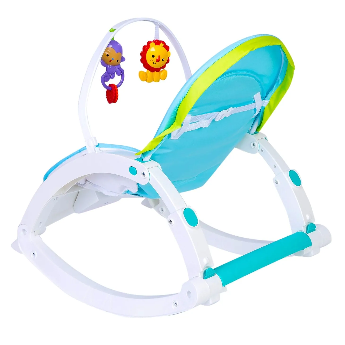 Newborn To Toddler Happy Baby Bouncer With Hanging Toys Blue