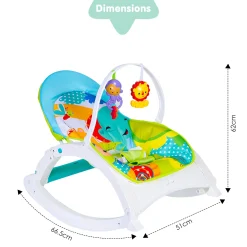 Newborn To Toddler Happy Baby Bouncer With Hanging Toys Green