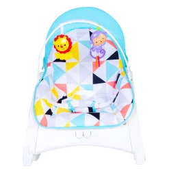 Newborn To Toddler Portable Bouncer With Hanging Toys Abstract Blue