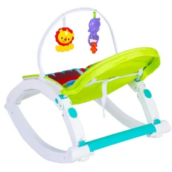 Newborn To Toddler Portable Bouncer With Hanging Toys Green