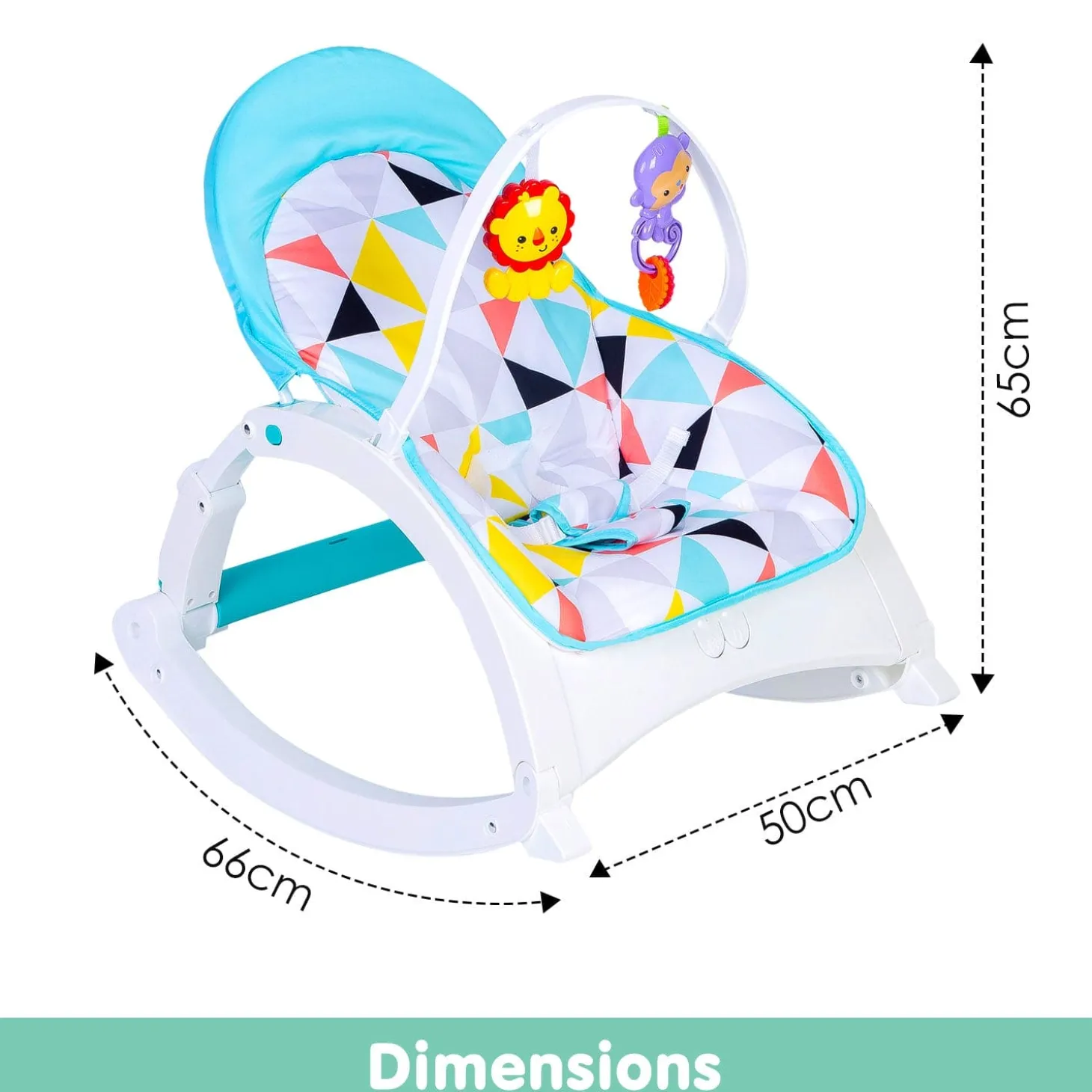 Newborn To Toddler Portable Bouncer With Hanging Toys Abstract Blue