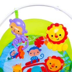 Newborn To Toddler Portable Bouncer With Hanging Toys Green