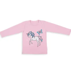 Night Suit Cotton Tshirt Pyjama Unicorn And Butterfly Pink