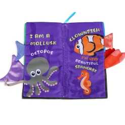 Ocean Tail Early Children Sensory Development Interactive 3D Cloth Book With Rustle Paper - Multicolour