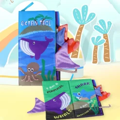 Ocean Tail Early Children Sensory Development Interactive 3D Cloth Book With Rustle Paper - Multicolour