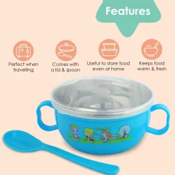 On-The-Go Blue Steel Bowl & Spoon Tiffin Set