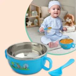 On-The-Go Blue Steel Bowl & Spoon Tiffin Set