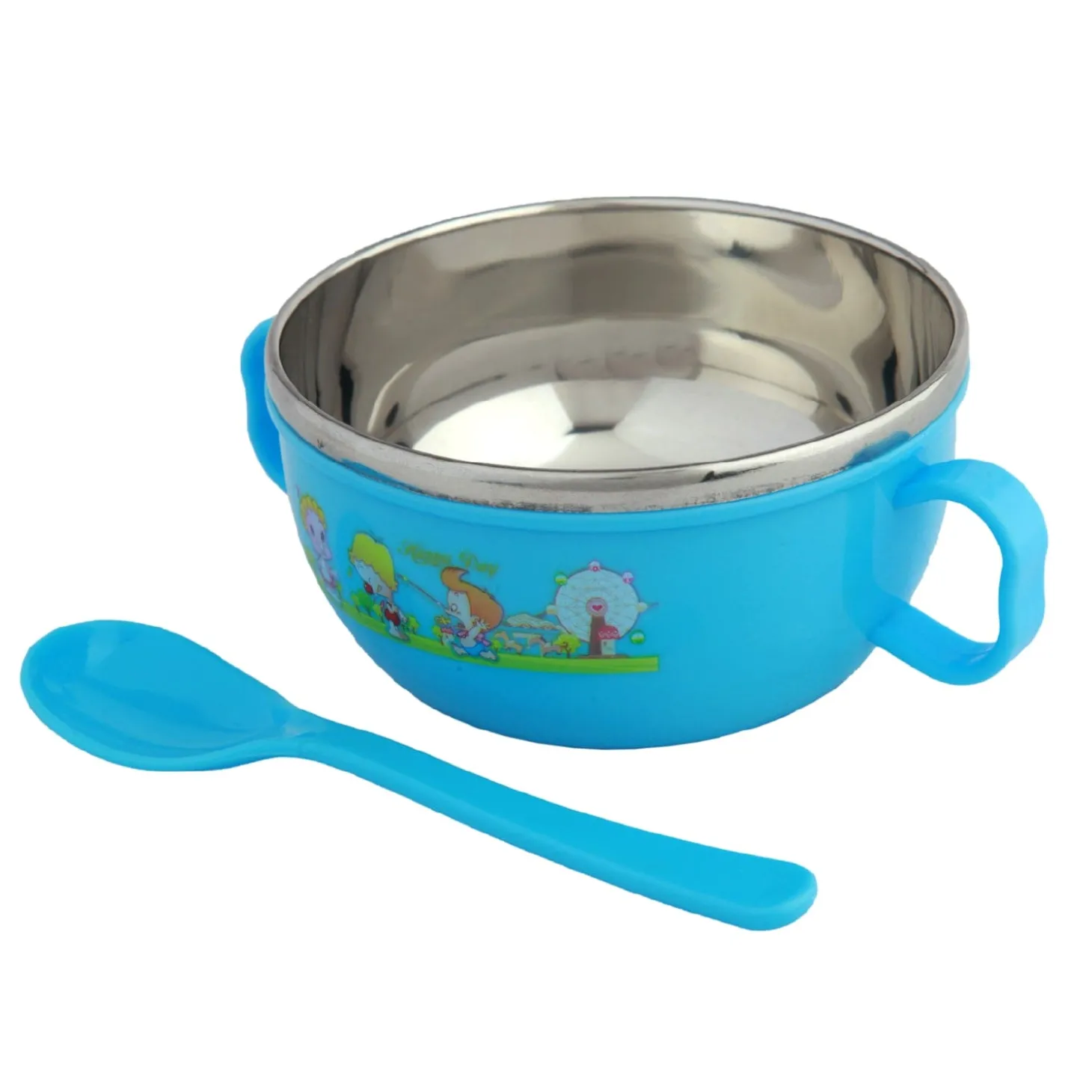 On-The-Go Blue Steel Bowl & Spoon Tiffin Set
