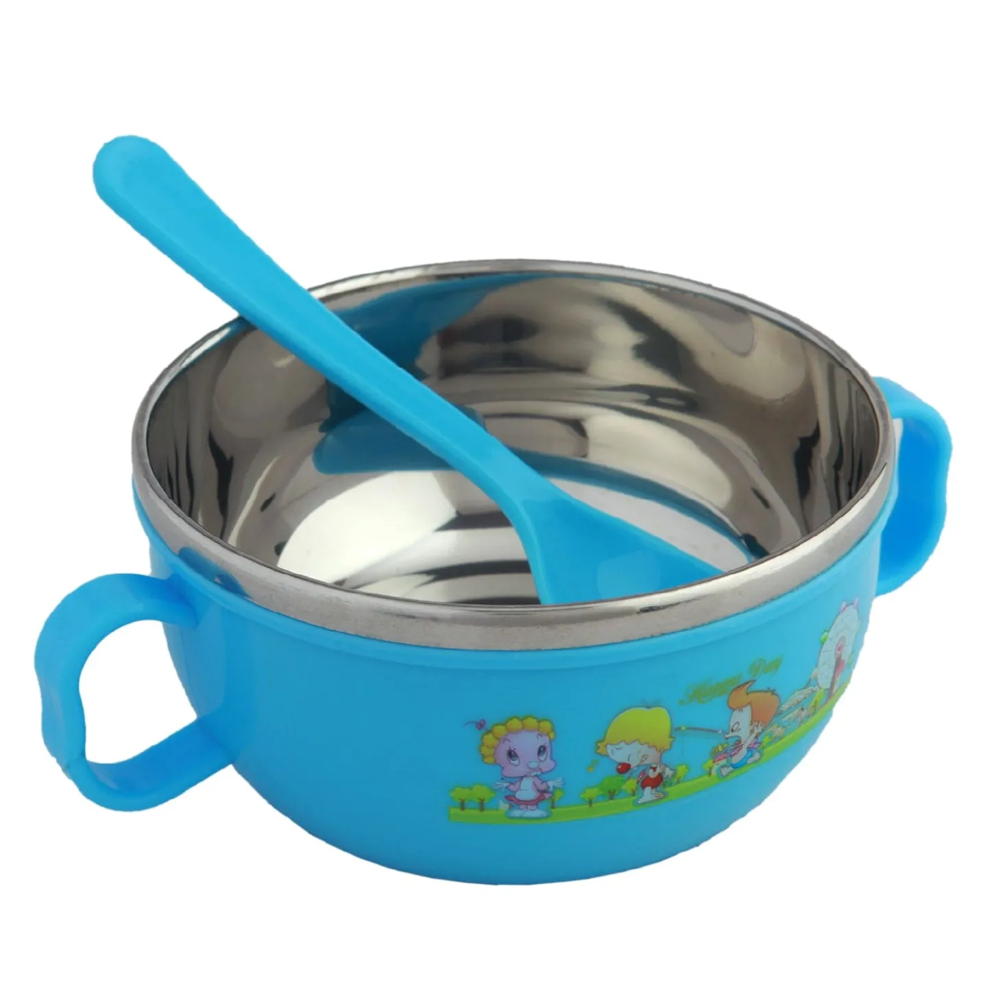 On-The-Go Blue Steel Bowl & Spoon Tiffin Set