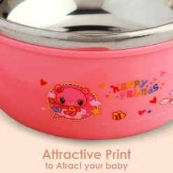 On-The-Go Pink Steel Bowl & Spoon Tiffin Set