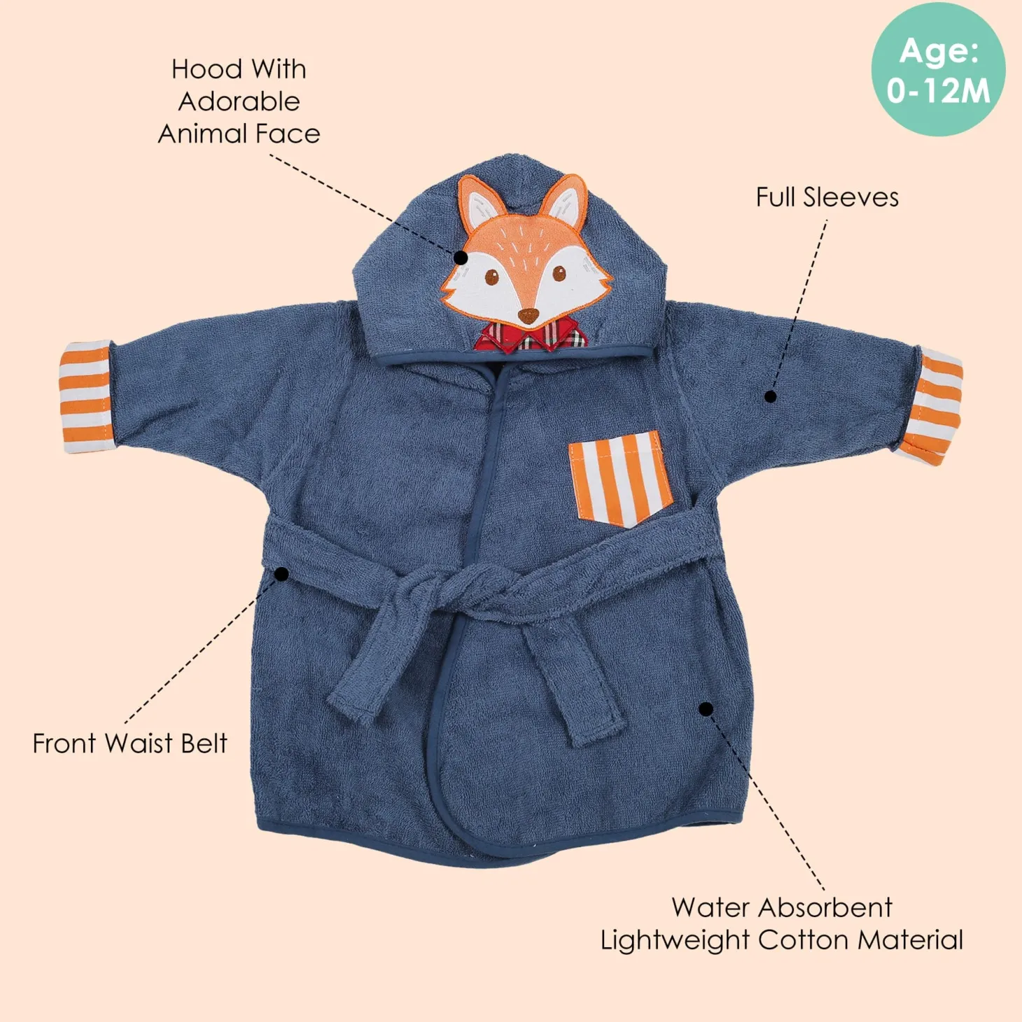 Orange Stripe Blue Star Bathrobe