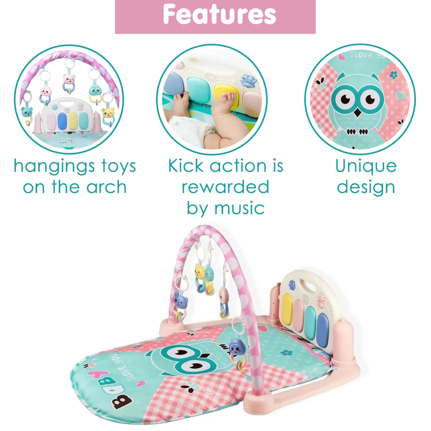Owl Blue Piano Activity Gym