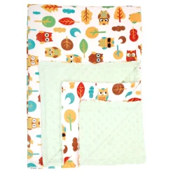 Owls In The Forest Green Blanket