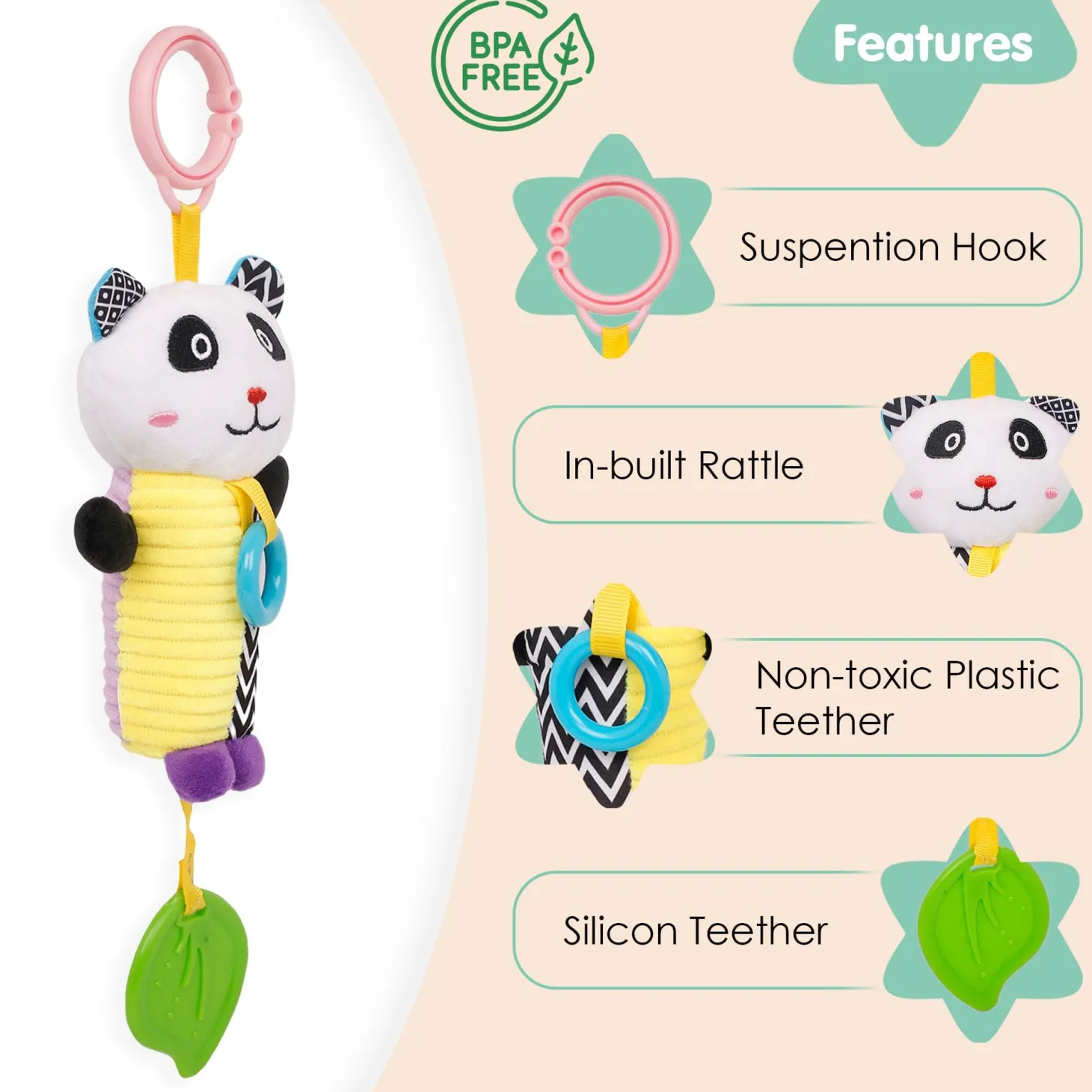 Panda White Hanging Toy With Teether