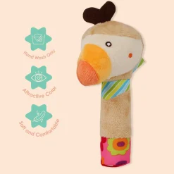 Parrot Cream Handheld Rattle