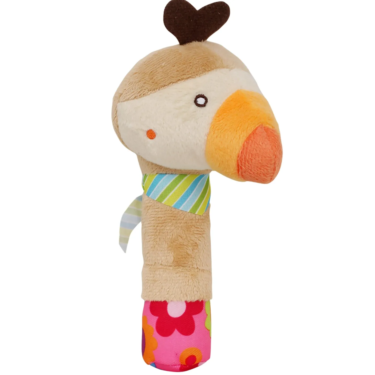 Parrot Cream Handheld Rattle