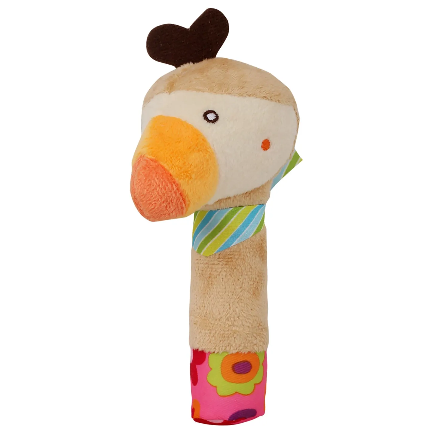 Parrot Cream Handheld Rattle
