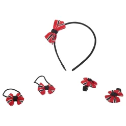 Patterned Red And Black Headband Set