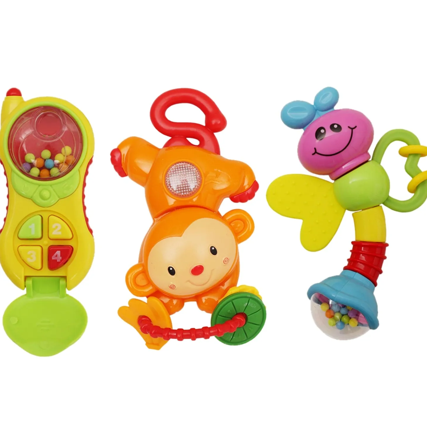 Phone Monkey And Butterfly Multicolour Set of 3 Rattle Toys