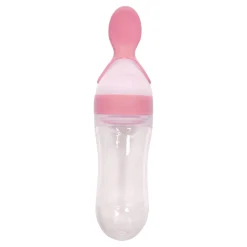 Pink 90 Ml Squeeze Bottle Feeder With Dispensing Spoon