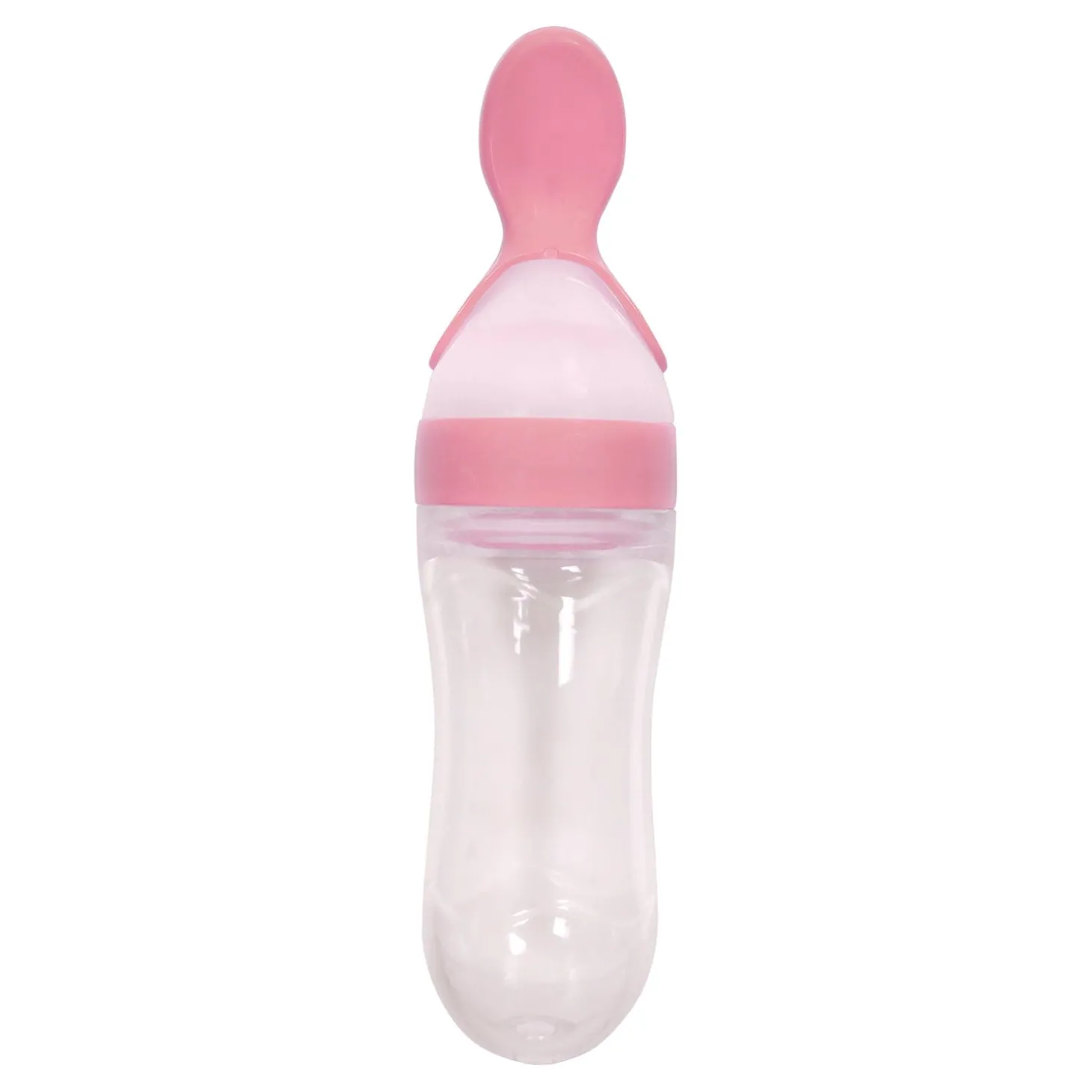 Pink 90 Ml Squeeze Bottle Feeder With Dispensing Spoon