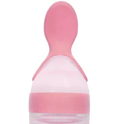 Pink 90 Ml Squeeze Bottle Feeder With Dispensing Spoon