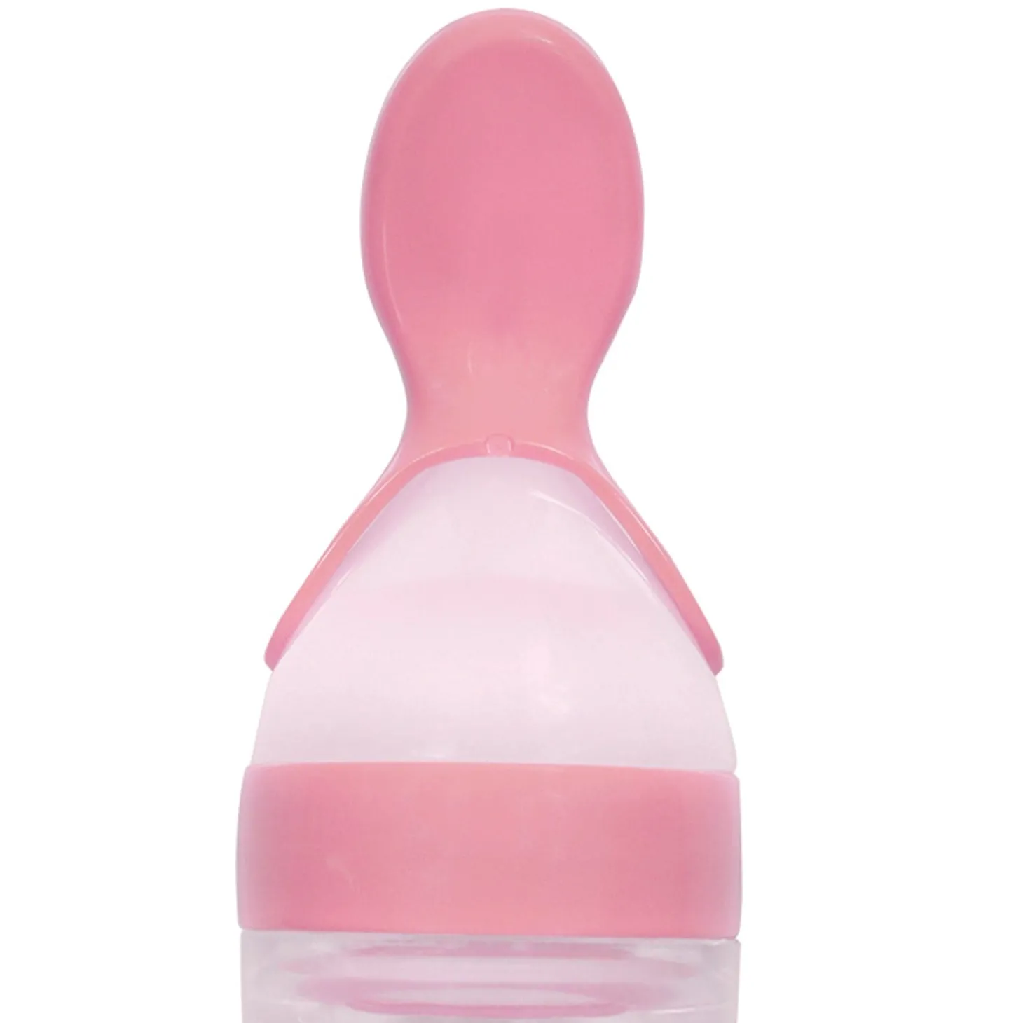 Pink 90 Ml Squeeze Bottle Feeder With Dispensing Spoon