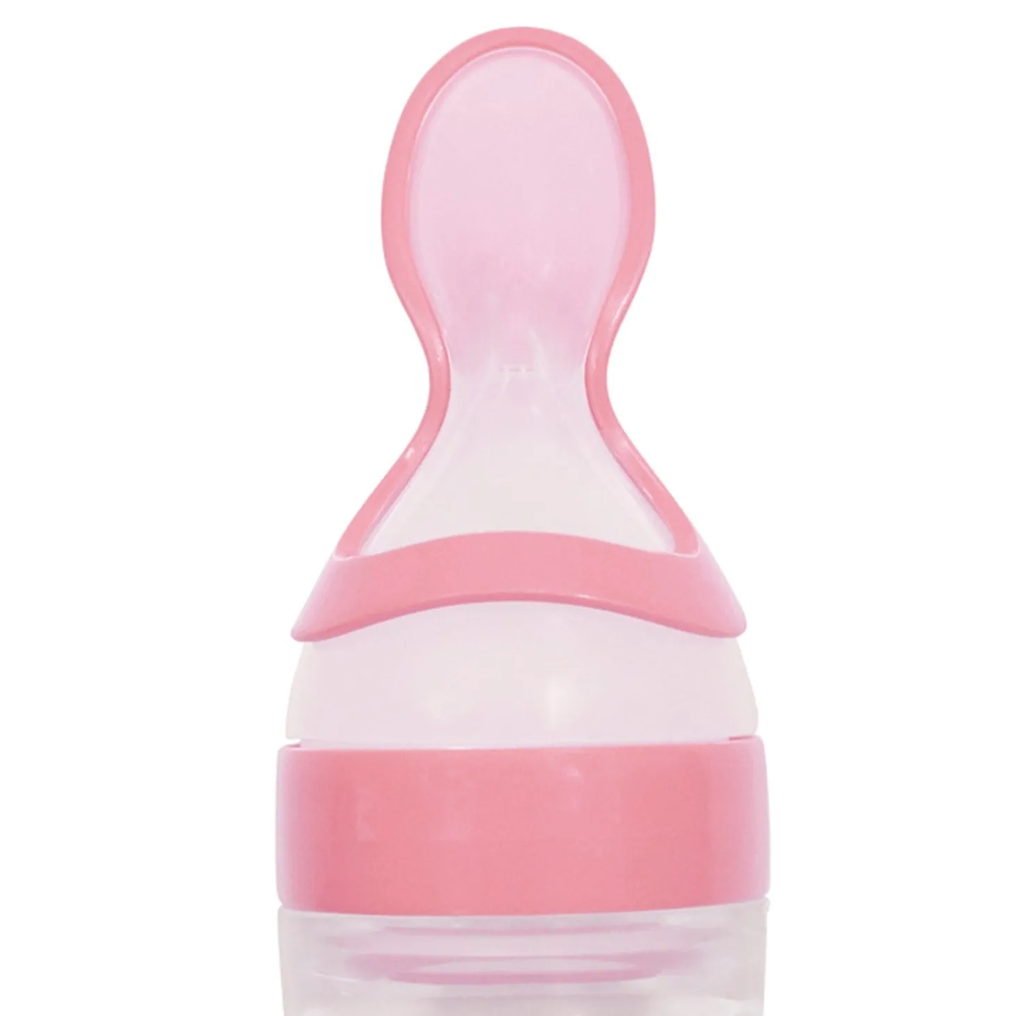 Pink 90 Ml Squeeze Bottle Feeder With Dispensing Spoon