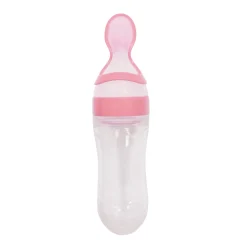 Pink 90 Ml Squeeze Bottle Feeder With Dispensing Spoon