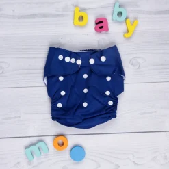 Plain Blue Adjustable & Washable Diaper