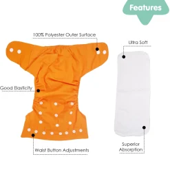Plain Orange Reusable Diaper