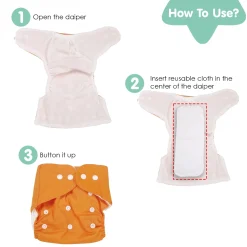 Plain Orange Reusable Diaper