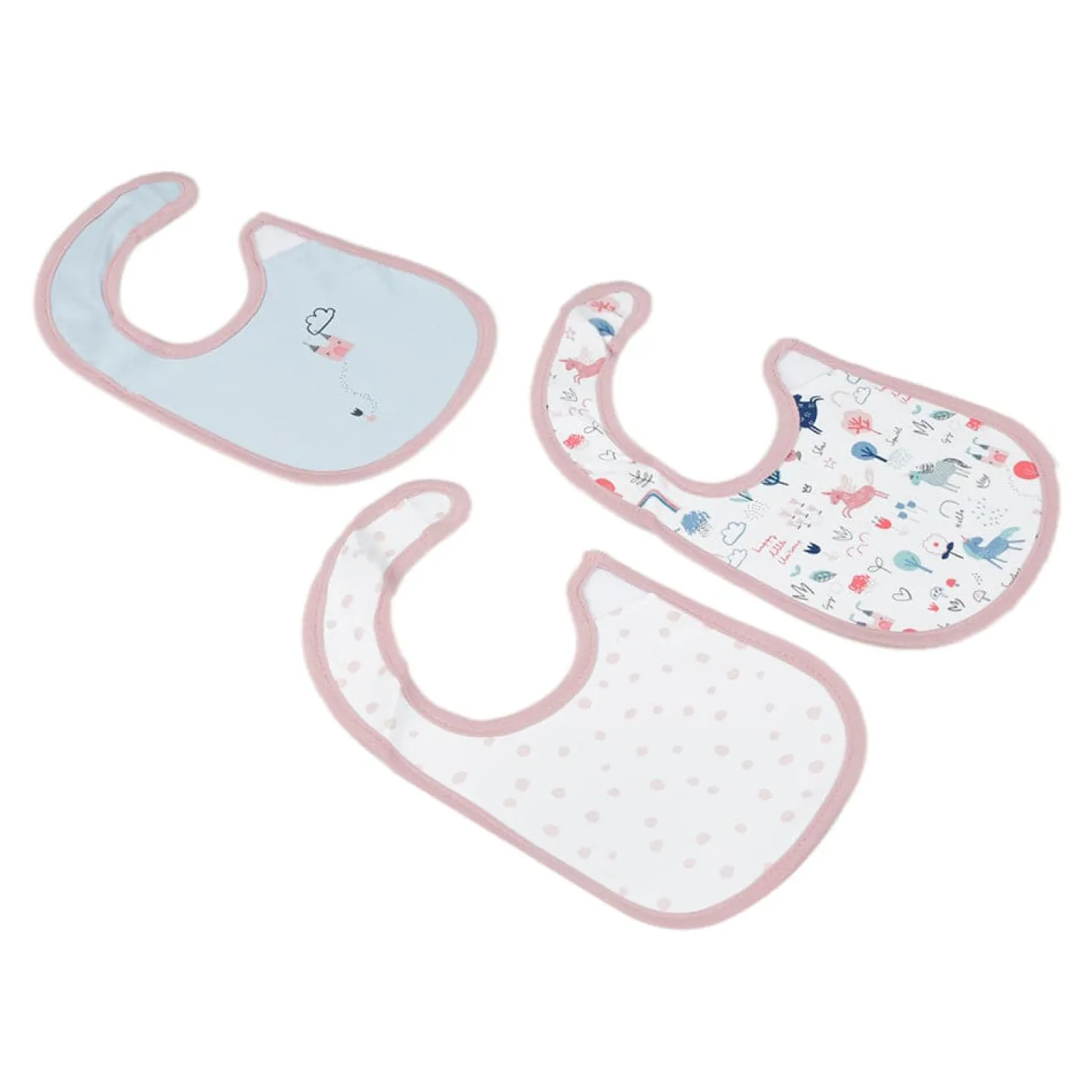 Plain Pink 3 Pk Bibs