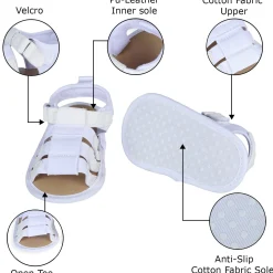 Plain Stylish And Comfortable Open Toe Sandal Booties - White