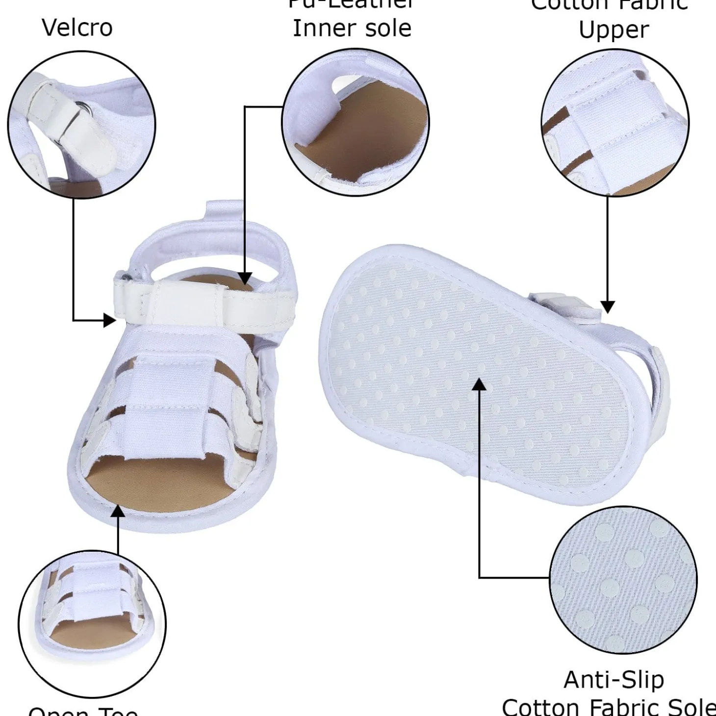 Plain Stylish And Comfortable Open Toe Sandal Booties - White