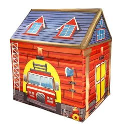 Playtime Foldable Tent House Fire Station - Red