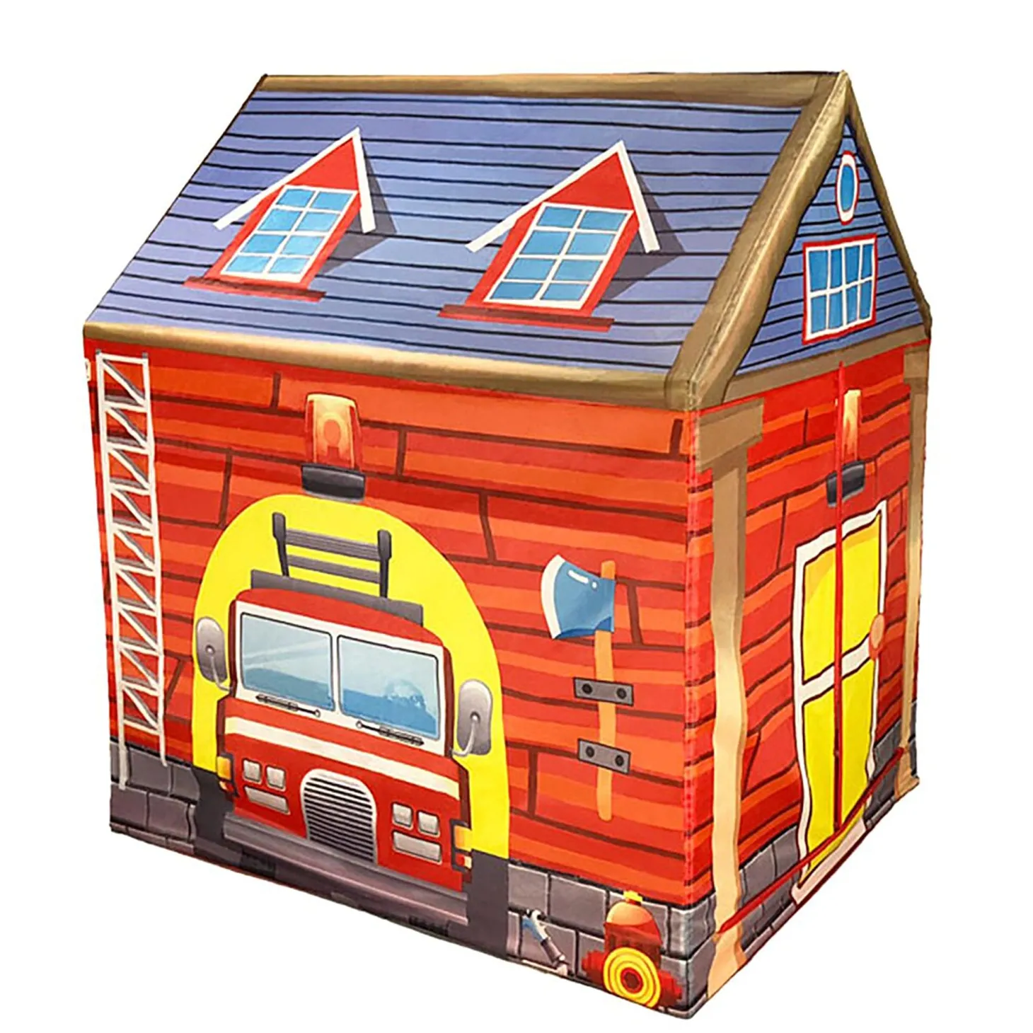 Playtime Foldable Tent House Fire Station - Red