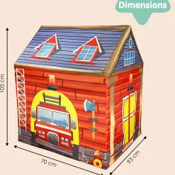 Playtime Foldable Tent House Fire Station - Red