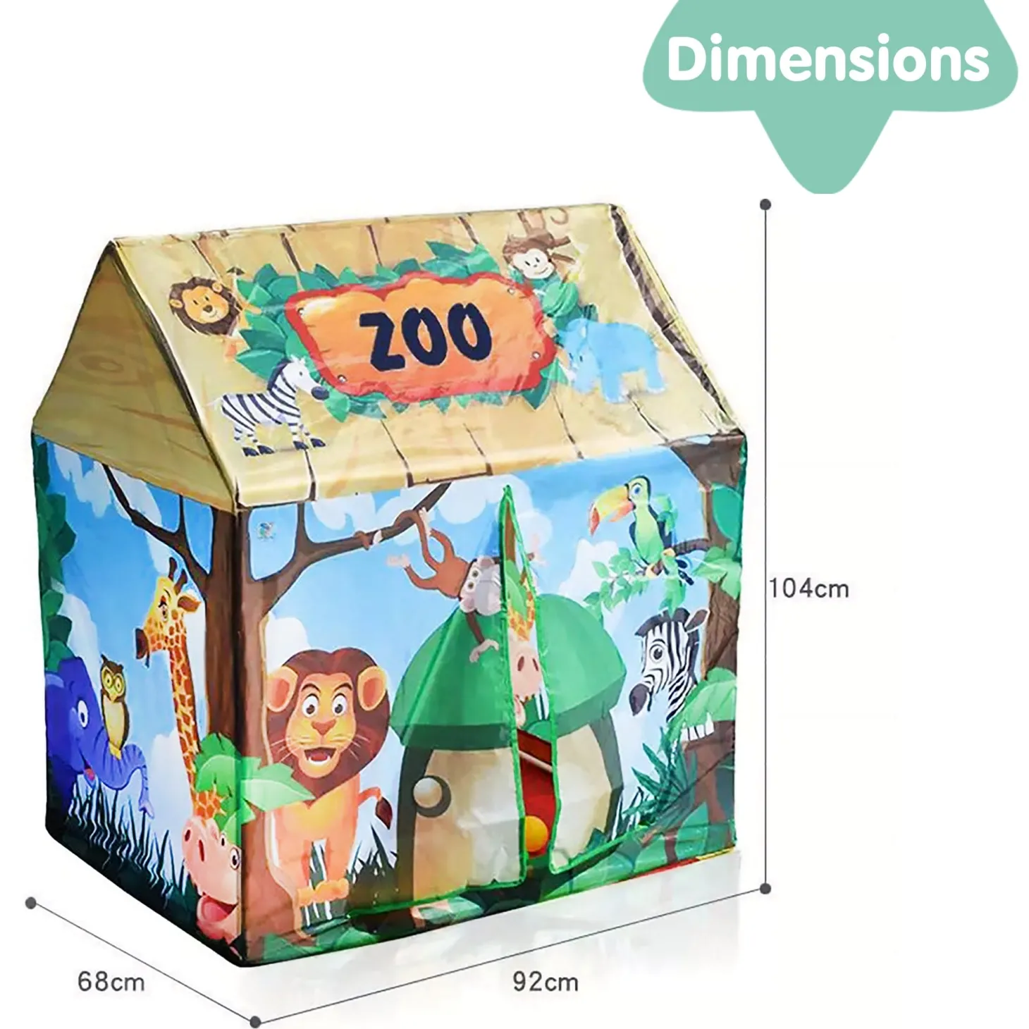 Playtime Foldable Tent House Zoo - Green