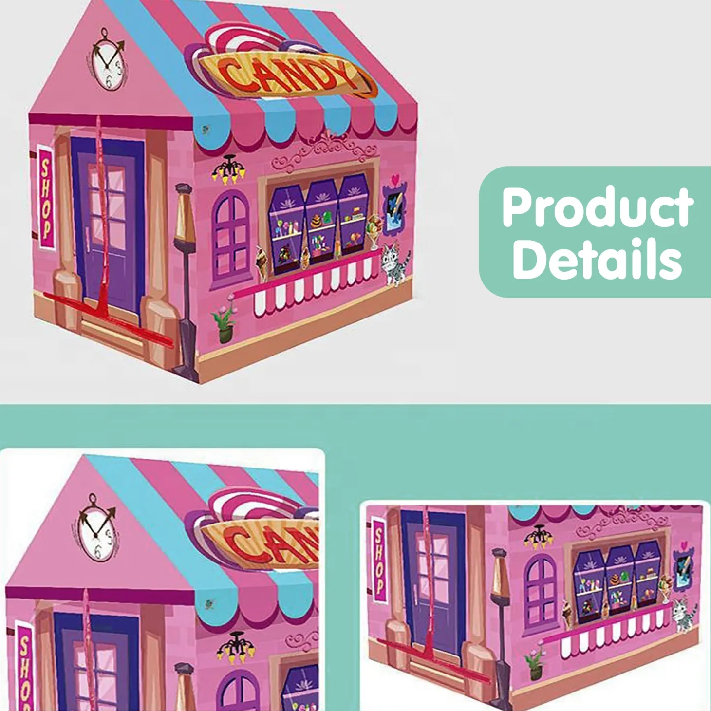 Playtime Foldable Tent House Candy Shop - Pink