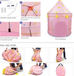 Playtime Foldable Tent House Star Teddy - Pink