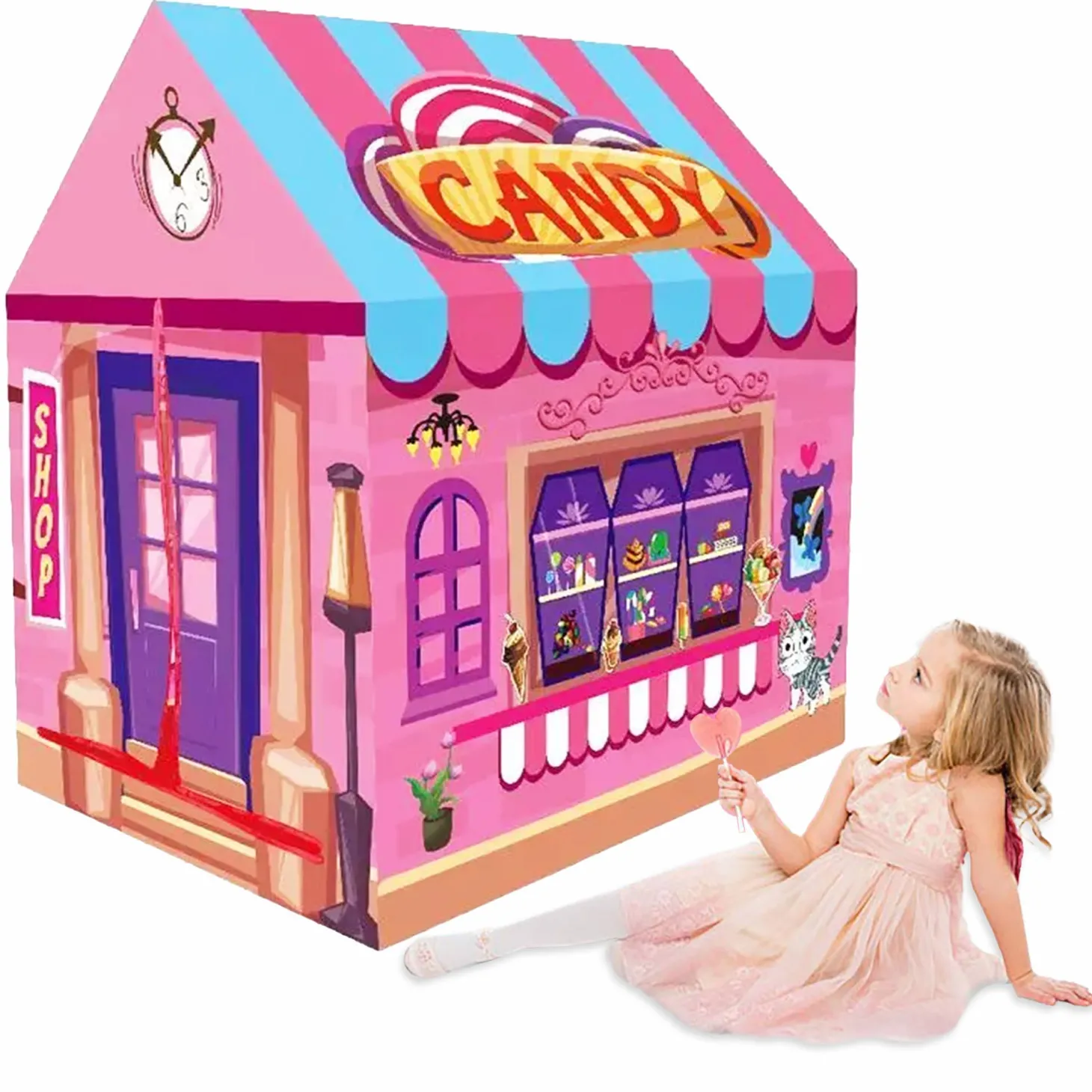 Playtime Foldable Tent House Candy Shop - Pink