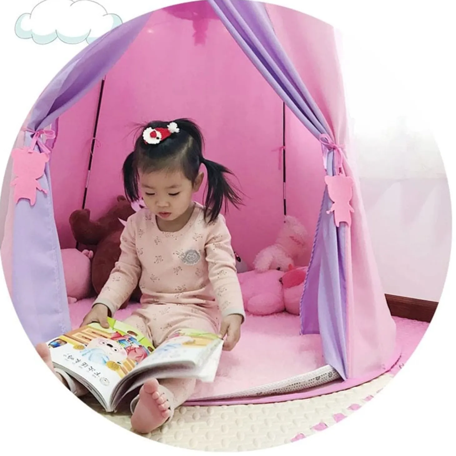 Playtime Foldable Tent House Star Teddy - Pink