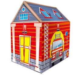 Playtime Foldable Tent House Fire Station - Red