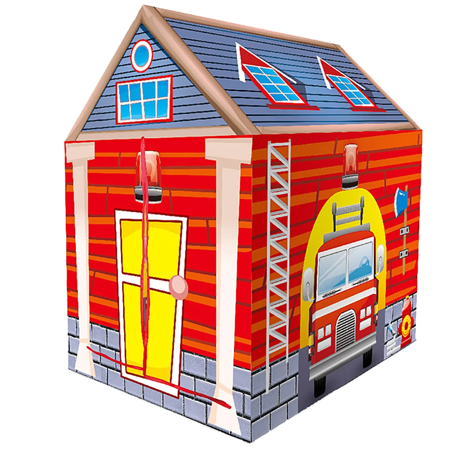 Playtime Foldable Tent House Fire Station - Red