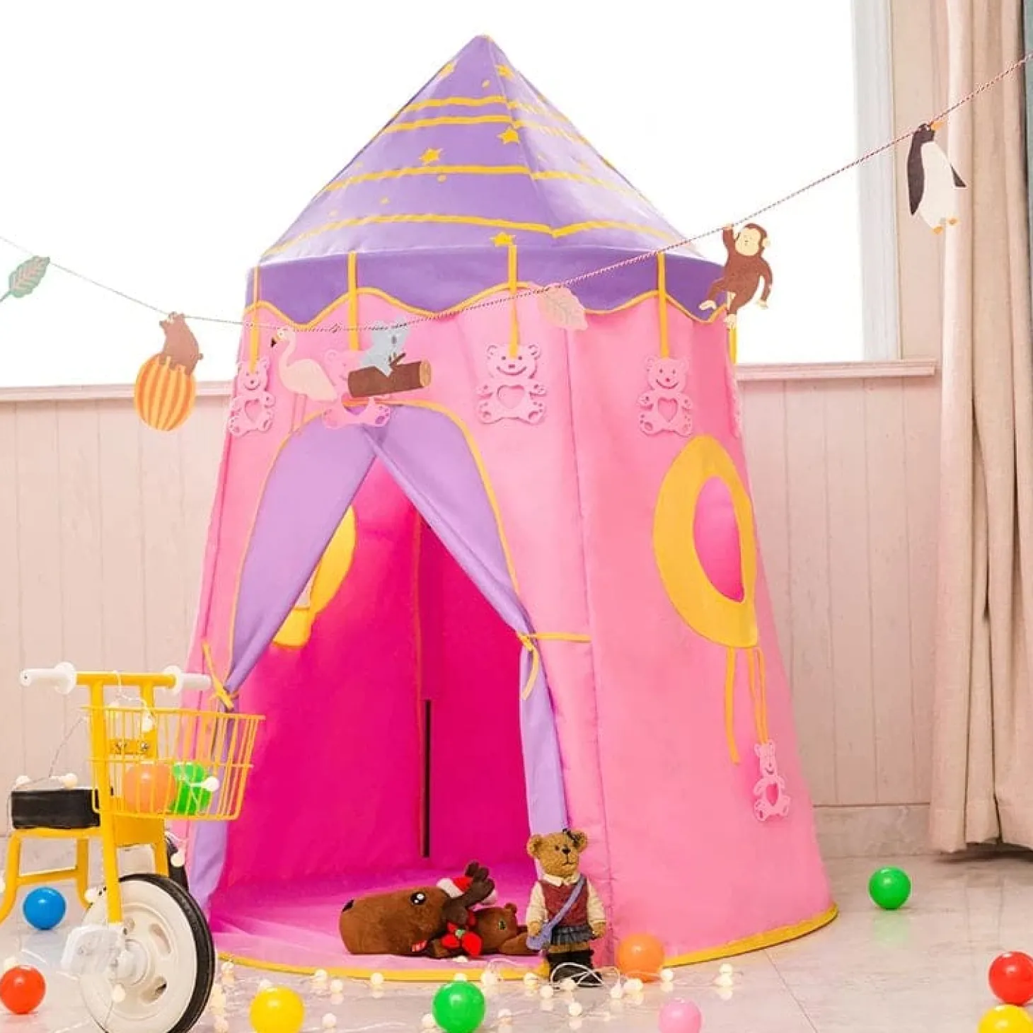 Playtime Foldable Tent House Star Teddy - Pink