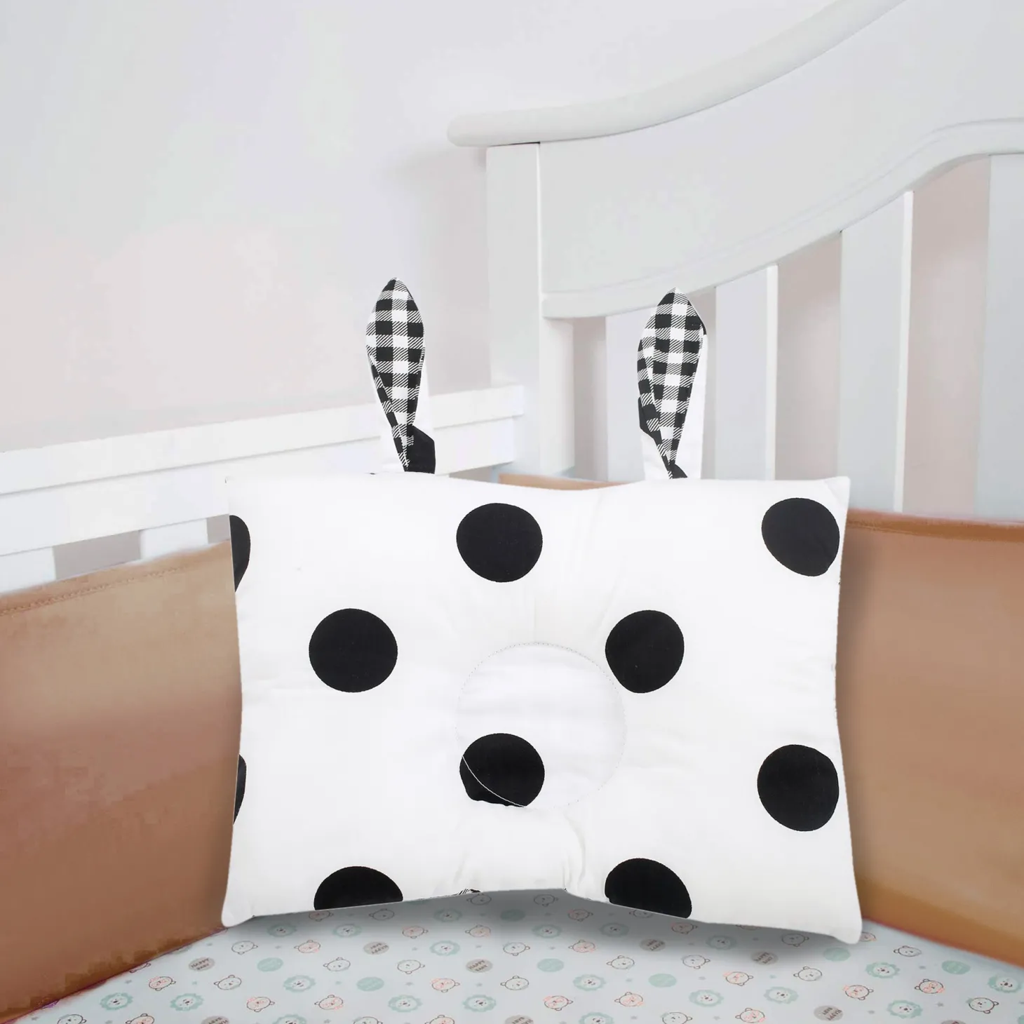 Polka And Plaid Black Dot Double Sided Pillow