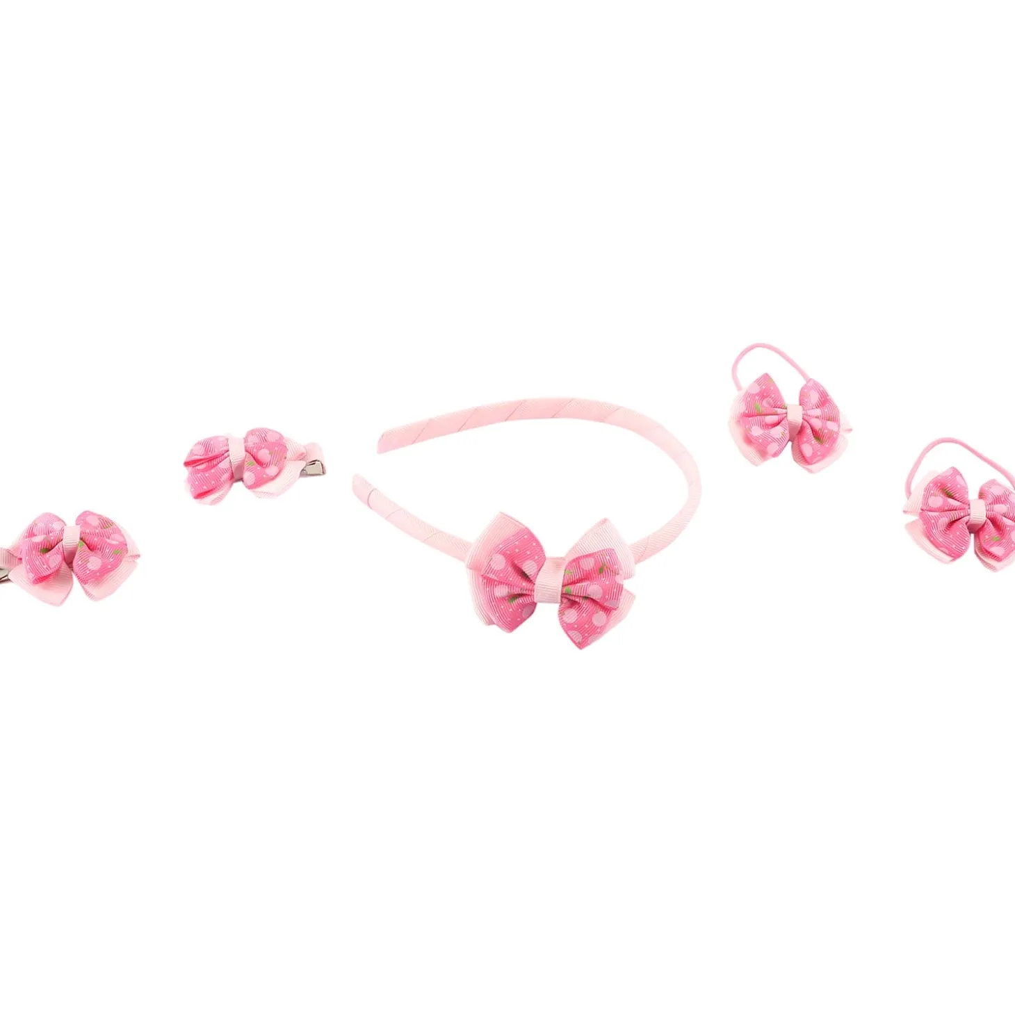 Polka Dot Pink Headband Set